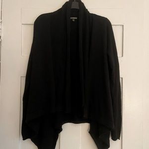 Express Black Cardigan Uneven Edge, Black